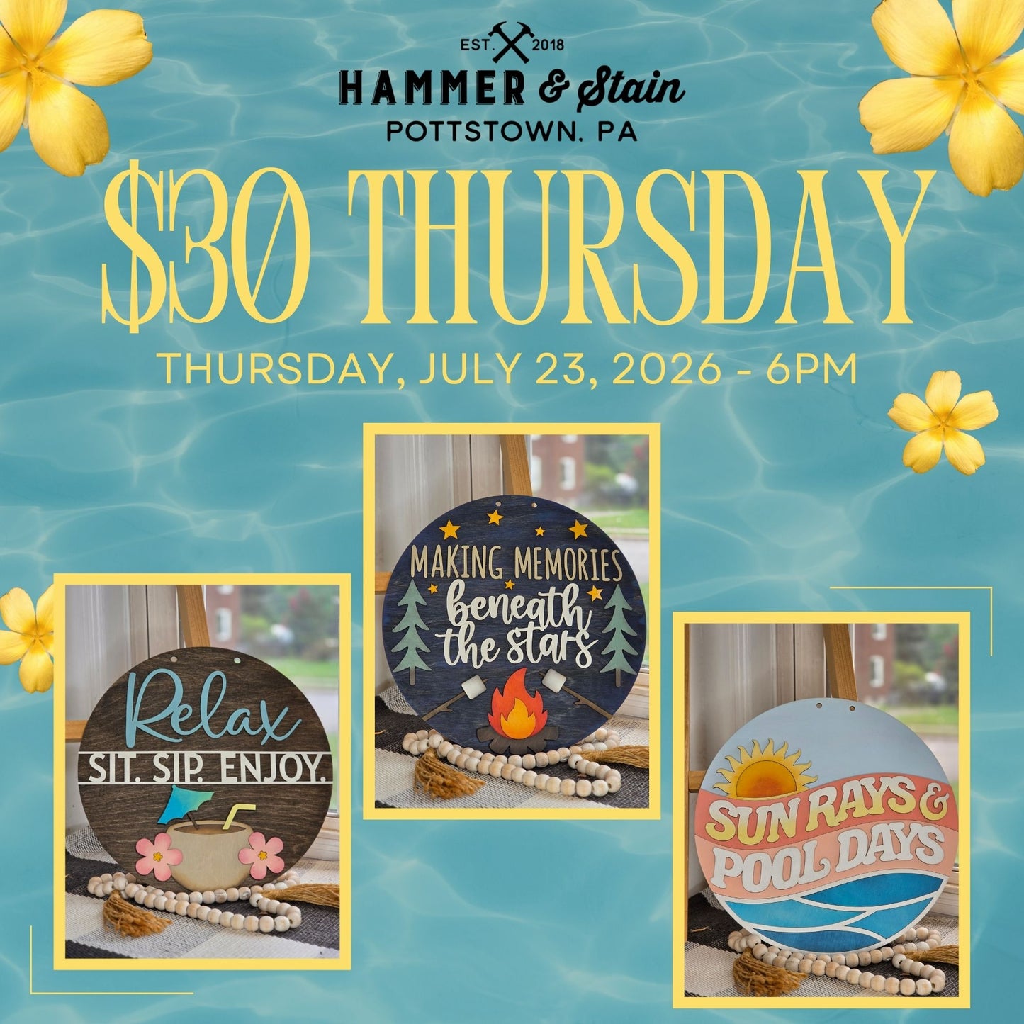 7/23/2026 Thursday 6pm - $30 Craft Night