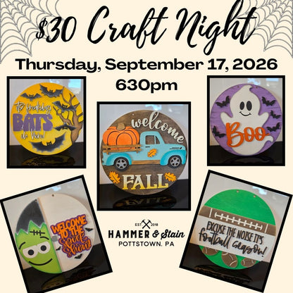 9/17/2026 Thursday 630pm - $30 Craft Night
