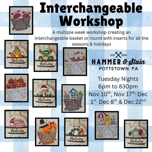 Interchangeable Basket Workshop - Tuesday 6pm(11/10, 11/17, 12/1, 12/8, 12/22)