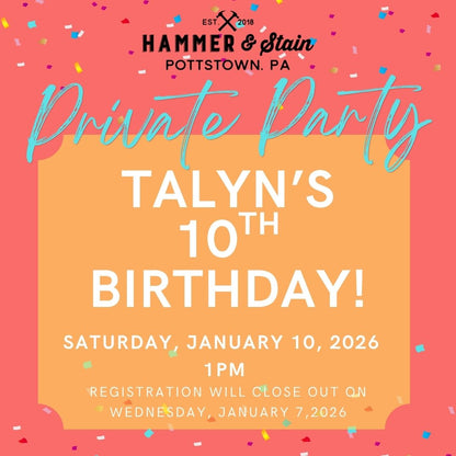 1/10/2026 Saturday 1pm - Talyn's 10th Birthday