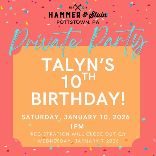 1/10/2026 Saturday 1pm - Talyn's 10th Birthday