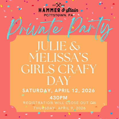 4/12/2026 Sunday 430pm - Julie & Melissa's Girls Craft Day