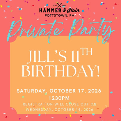 10/17/2026 Saturday 1230pm - Jill's 11th Birthday!