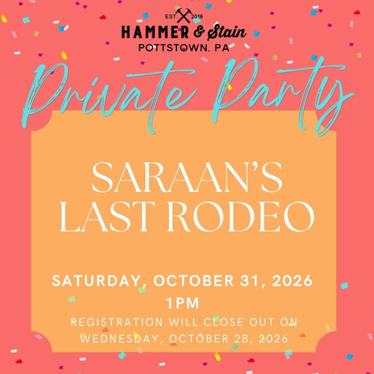 10/31/2026 Saturday 1pm - SaraAn’s Last Rodeo