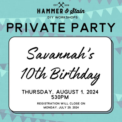 8/01/2024 Thursday 530pm - Savannah's 10th Birthday